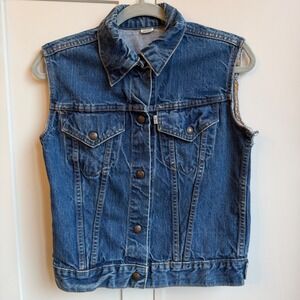 Vintage 70s Levi's for Gals Denim Vest Small e Tab Western Women's‎ M Distressed
